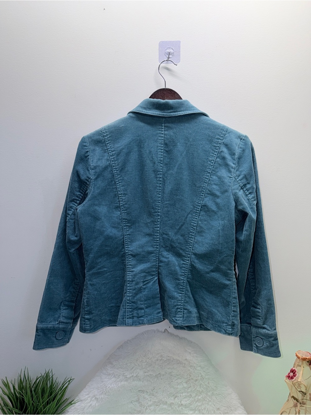 Blue Corduroy Blazer & Paisley Interior Lining Soft Summer Jacket w/ Pockets 🌎 - Picture 4 of 6